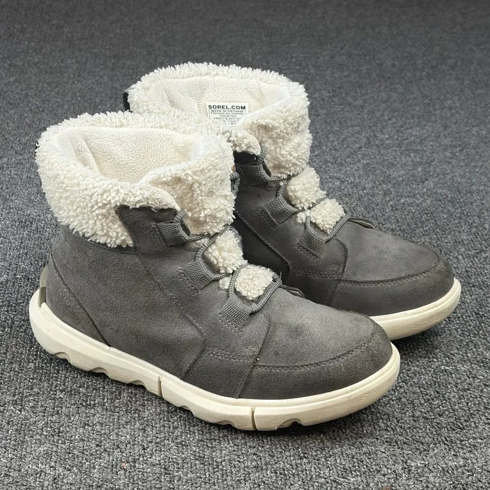 Sorel Explorer II Carnival Cozy Waterproof Boots Women 7.5 Gray Suede NL4451-052